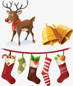 圣诞节袜子礼物小鹿铃铛素材