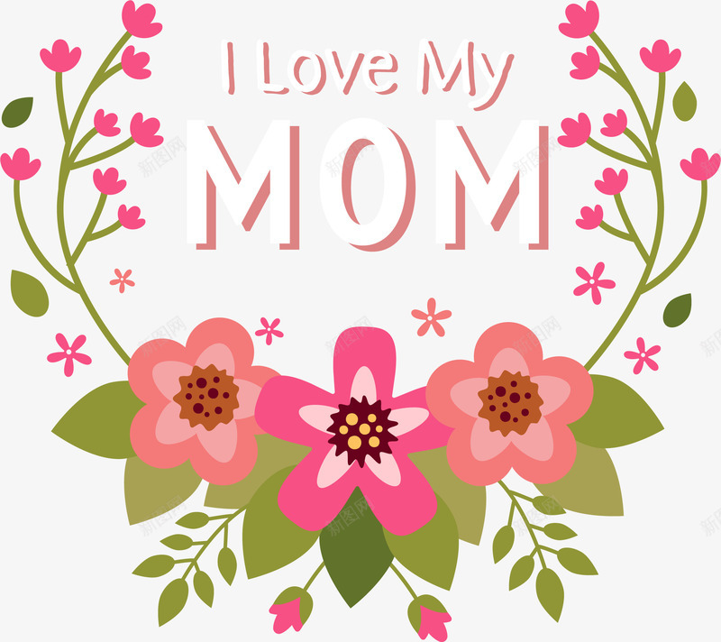母亲节感恩卡片标签png免抠素材_88icon https://88icon.com 卡片 手绘花 文字标签 母亲节 花环 花藤 蔷薇花藤 贺卡