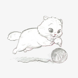 卡通动物小猫咪玩耍滚线团素材
