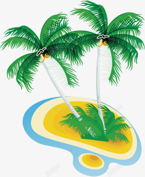 海滩椰子树背景png免抠素材_88icon https://88icon.com 椰子树 海滩 背景