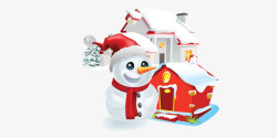 圣诞节雪人雪屋结合图案素材