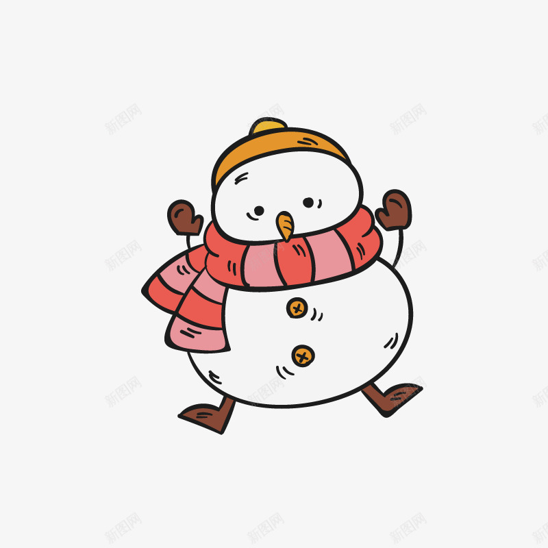 蹦蹦跳跳的雪人简图png免抠素材_88icon https://88icon.com 卡通 可爱的 围巾 帽子 手套 蹦蹦跳跳 雪人