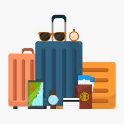旅游装备免抠春假旅游行李装备矢量图高清图片