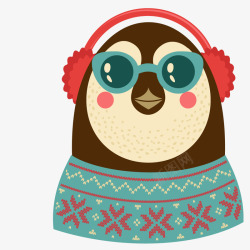 暖冬企鹅卡通可爱小动物装饰戴帽子的高清图片