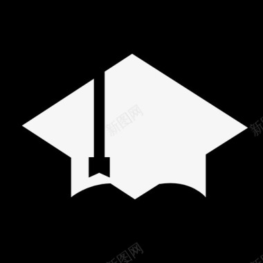 毕业帽的剪影在广场图标图标