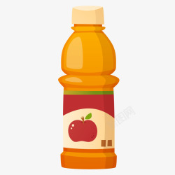 一瓶手绘的苹果汁矢量图素材