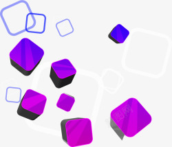 紫色漂浮方块素材