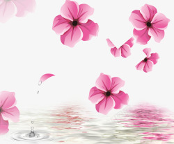 粉色浪漫漂浮鲜花素材