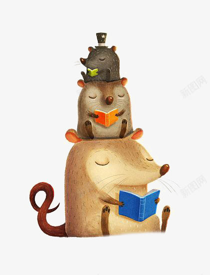 可爱手绘读书小老鼠png免抠素材_88icon https://88icon.com PNG 三只小老鼠 可爱小老鼠 手绘小老鼠 读书小老鼠