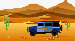 沙漠中的越野车素材