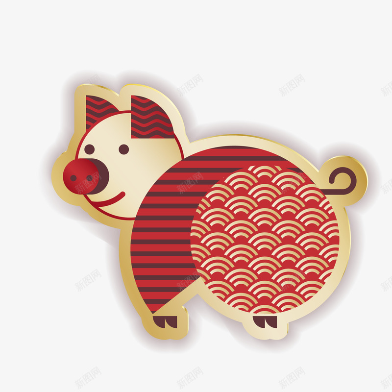 卡通猪年剪纸矢量图ai免抠素材_88icon https://88icon.com 剪纸设计 卡通 喜庆 春节 猪年 红色 过年 矢量图