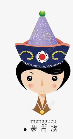 卡通扁平化蒙古族女生矢量图素材