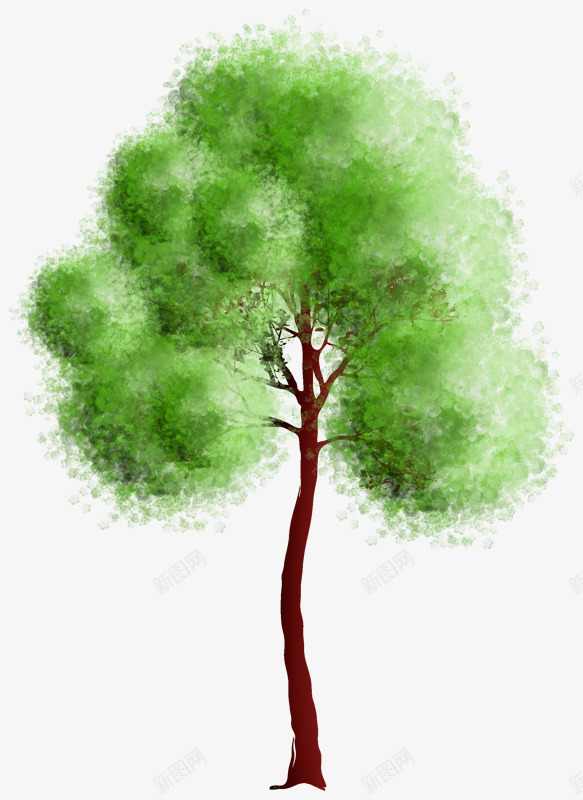 一棵大树png免抠素材_88icon https://88icon.com 印象派 手绘 绿树 艺术