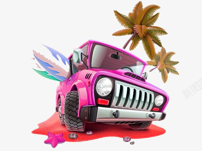 立体的海滩和汽车png免抠素材_88icon https://88icon.com 可爱 大气 有特色 汽车 海滩 立体 简约 经典