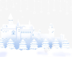 冬季森林中的白色城堡背景素材