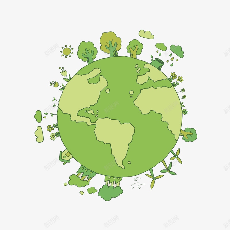 水彩创意绿色地球图png免抠素材_88icon https://88icon.com 低碳 创意 卡通手绘 地球 树木 植物 水彩 环保 绿色 节能