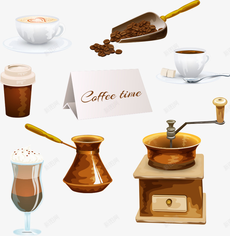 研磨咖啡饮品矢量图ai免抠素材_88icon https://88icon.com 卡通咖啡饮品 咖啡 咖啡饮品 矢量咖啡饮品 研磨咖啡饮品 矢量图