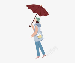 冬季装扮手绘打着雨伞的人高清图片