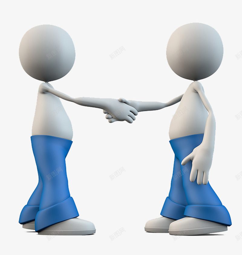 友好合作交流png免抠素材_88icon https://88icon.com 3D小人 分工合作 友好 商务科技 国际合作 学术交流 握手 无脸小人 沟通交流 蓝色裤子 面对面交流