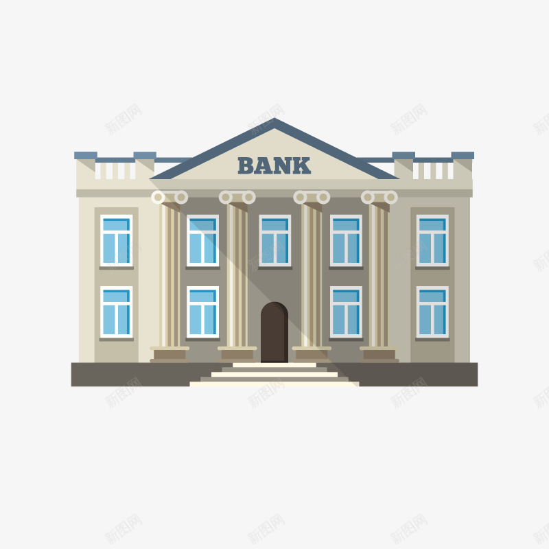 房子建筑矢量图ai免抠素材_88icon https://88icon.com BANK 商业楼 建筑 银行 矢量图