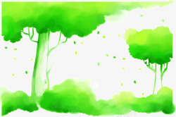 绿色卡通树叶大树美景梦幻素材