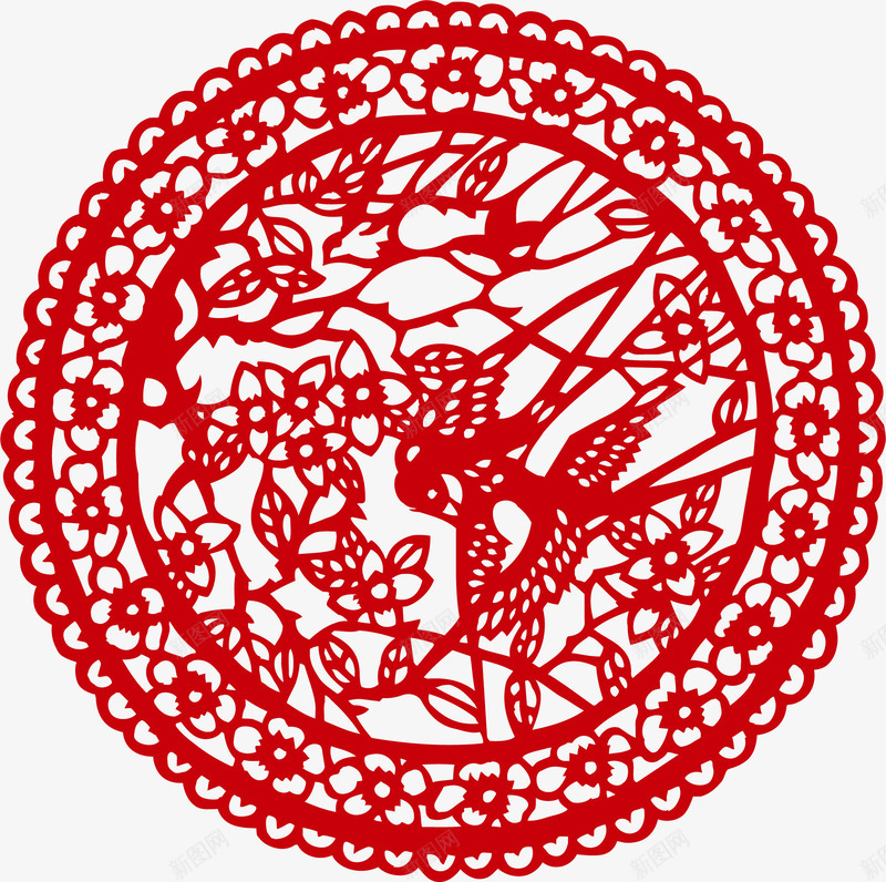 红色花纹png免抠素材_88icon https://88icon.com 树枝 红色 红色剪纸花 红色剪纸花卉 红色剪纸花环 红色剪纸花边 花边