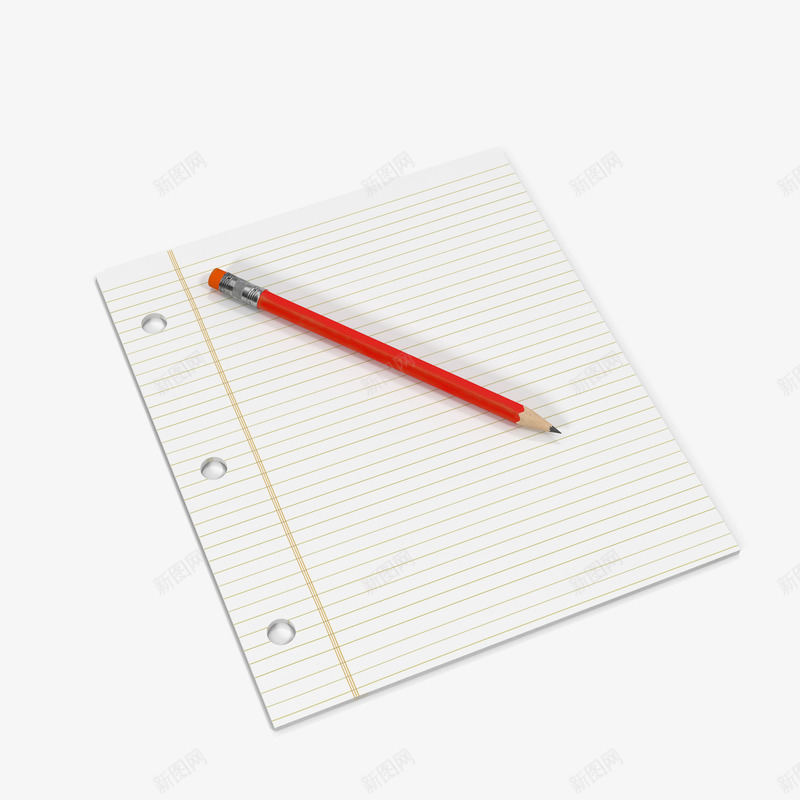 纸和笔png免抠素材_88icon https://88icon.com 办公室 办公用品 学校用品 工作空间 桌子上的纸 桌面 笔记本纸 红色的铅笔 纸 铅笔