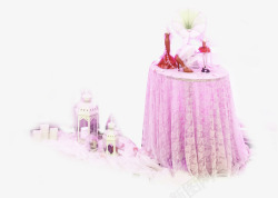 粉色唯美餐桌展示区素材