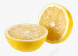 黄色切开一半的柠檬柚子素材