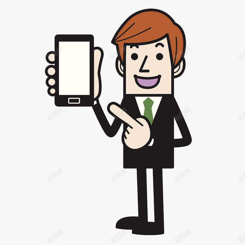 拿着手机售卖的卡通男士png免抠素材_88icon https://88icon.com 卡通 卡通人物 卡通男士 售卖手机 手握手机 手机 手绘 拿着手机的卡通人物