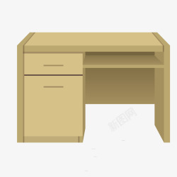家具黄色木质写字台矢量图素材