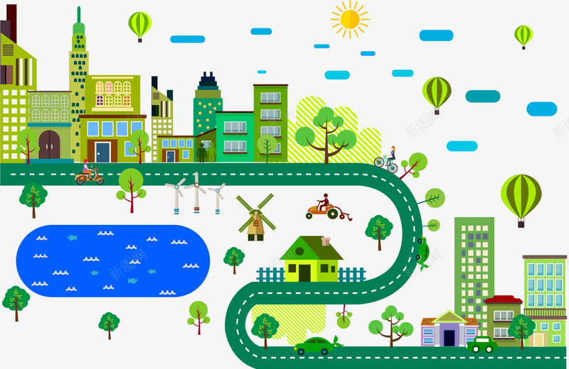 生态城市建设演讲矢量图ai免抠素材_88icon https://88icon.com 城市建设 环保 生态 生态城市 矢量素材 绿色 矢量图