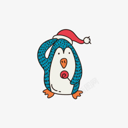 戴圣诞帽的企鹅素材
