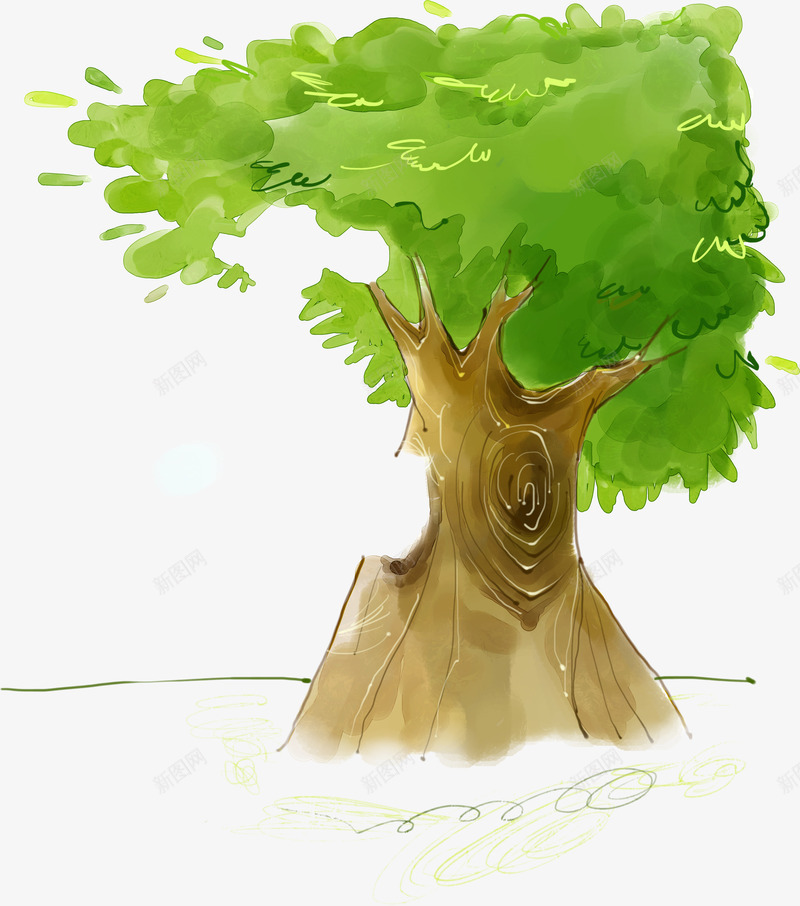 创意合成效果手绘绿色大树png免抠素材_88icon https://88icon.com 创意 合成 大树 效果 绿色