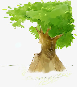 创意合成效果手绘绿色大树素材