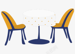 手绘桌子与椅子素材