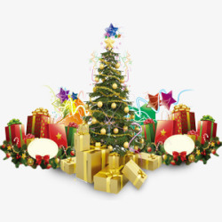 圣诞狂欢购物节海报圣诞树与礼物素材
