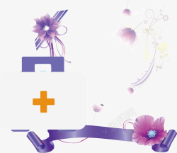 紫色药箱护士节边框素材