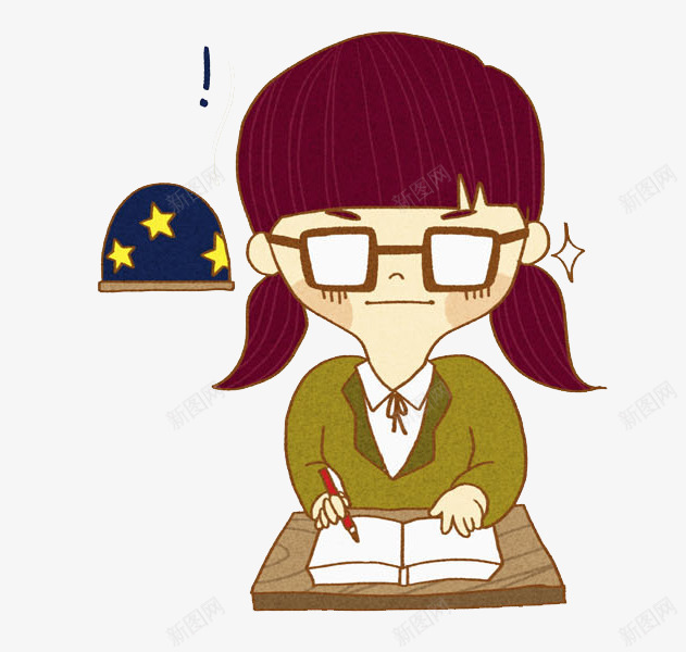 戴着眼镜写作业的女生png免抠素材_88icon https://88icon.com 卡通 可爱的 女生 插图 用功的 眼镜 窗户
