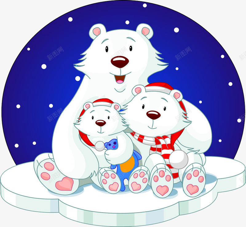 冰块上的三只小熊png免抠素材_88icon https://88icon.com 三只北极熊 三只小熊 北极熊 卡通小熊 可爱小熊 圣诞 圣诞节 坐着的北极熊 夜晚 夜间 小熊