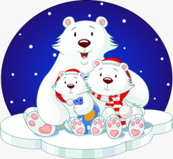 三只小熊素材冰块上的三只小熊高清图片