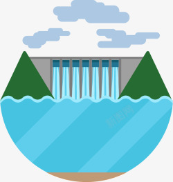 二氧化碳排放卡通水闸环保图标高清图片