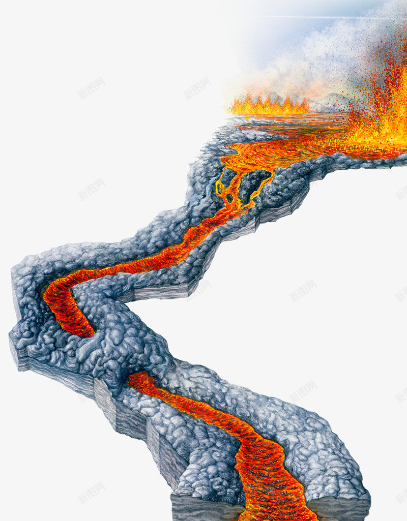 火山爆发psd免抠素材_88icon https://88icon.com 沉积岩石 火山岩 火山爆发 自然灾害