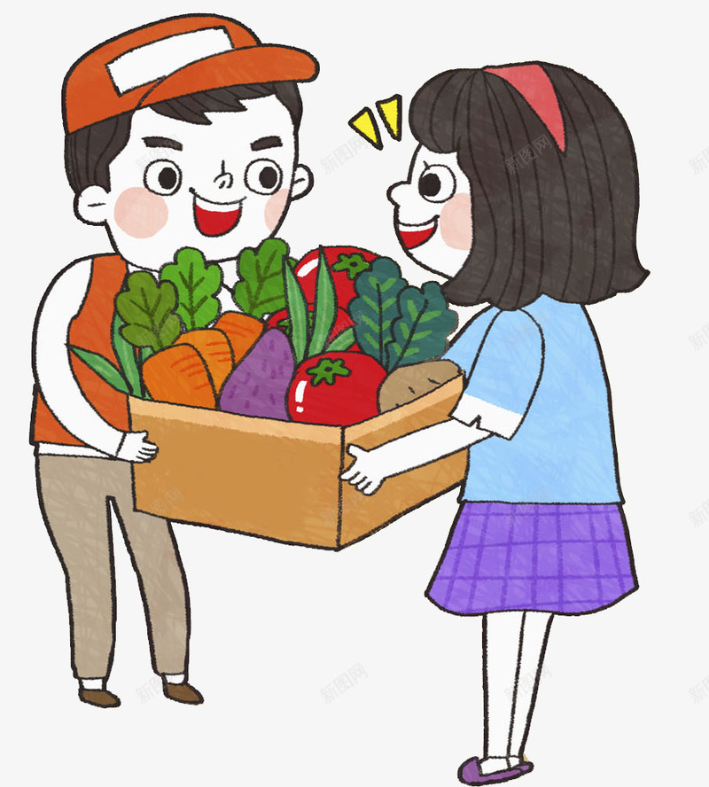送菜的男人png免抠素材_88icon https://88icon.com 卡通 女人 漂亮的 男人 蔬菜 送货员 高兴地