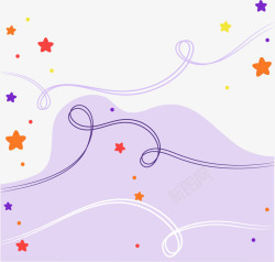 紫色儿童节星星曲线背景素材