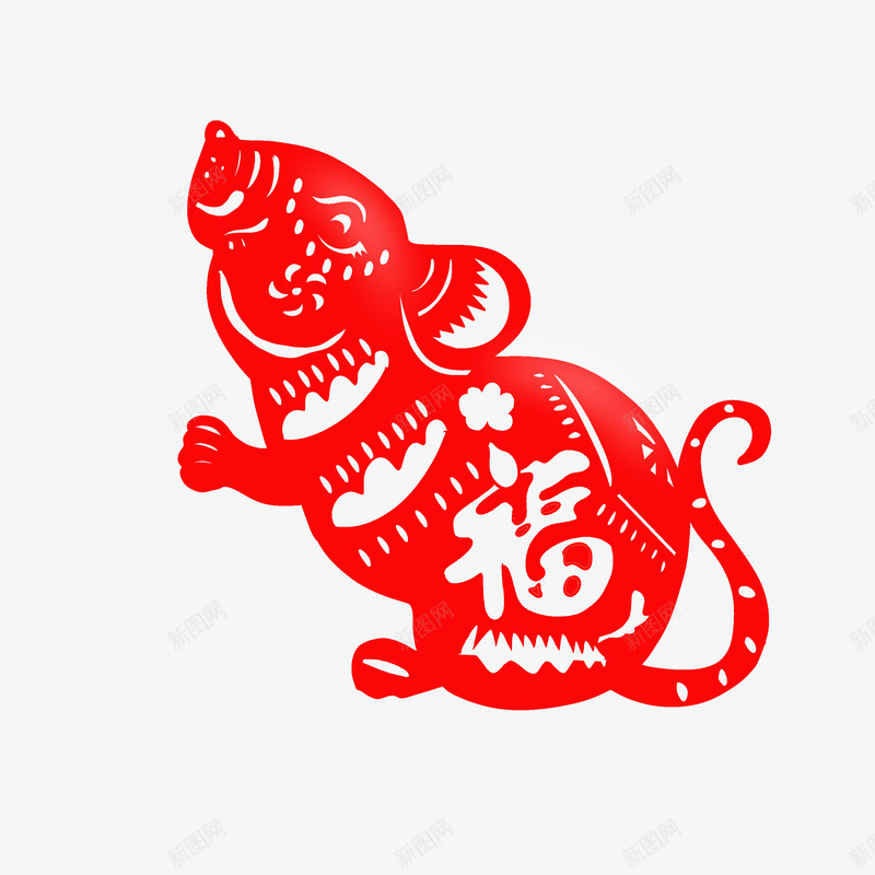 红色鼠年剪纸卡通插画psd免抠素材_88icon https://88icon.com 剪纸 卡通插画 红色 鼠年