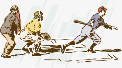 奥运棒球体育运动人物插画矢量图高清图片