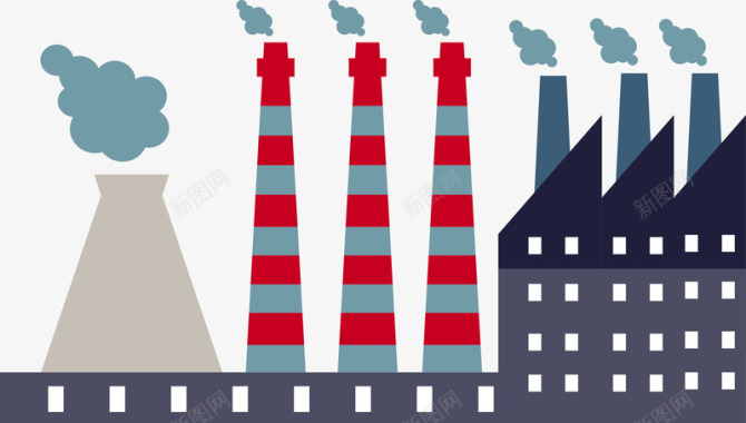 古风房子工厂废气排放图标图标