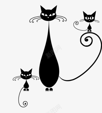小猫咪抱枕卡通可爱黑色小猫咪图标图标
