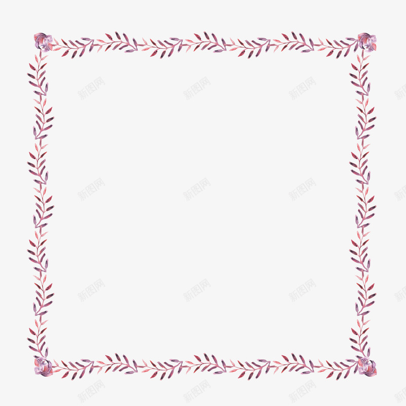 方形小紫色叶子的边框png免抠素材_88icon https://88icon.com 创意 叶子 手绘 方形 植物 水彩 美丽 花朵 边框
